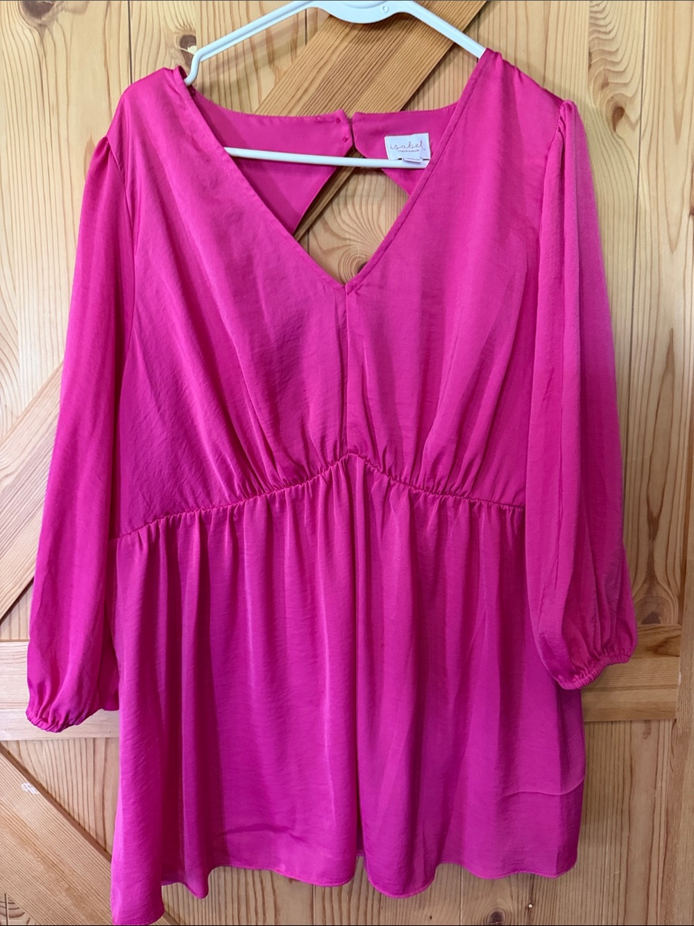 Isabel Fuchsia V-Neck Peasant Blouse